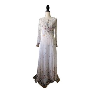 💕Glamorous Boho Floral Maxi‎ With Lace Up Front Size XS